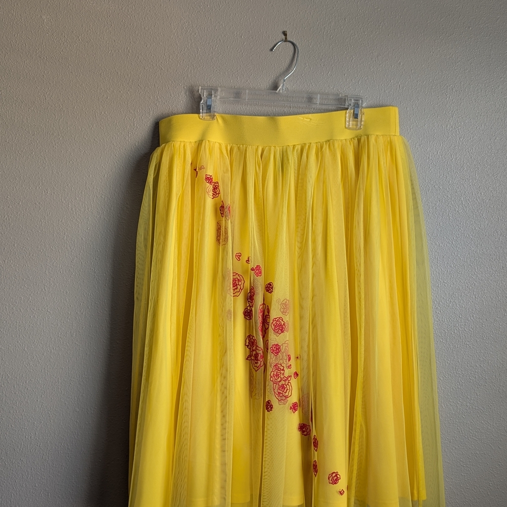 Disney Yellow Beauty And The Beast Tulle Skirt with Embroidered Floral Design